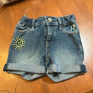 Jean shorts with sun and rainbow